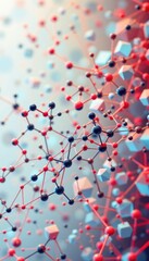 Fototapete - create an abstract image featuring a polygonal shapes connected dots and lines against a big data visualization background, include technology related molecules in the position