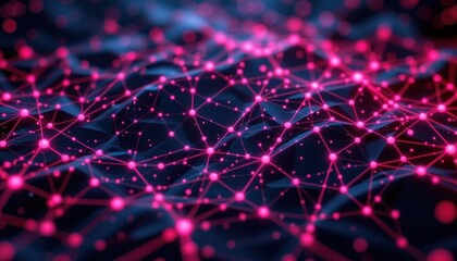 Poster - create an abstract polygonal art piece featuring a low poly, dark background with connecting dots and lines that form a connection structure