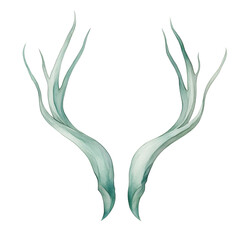 Aufkleber - Elegant botanical antlers, translucent design against stark emptiness, airy watercolor effect, ghostly luminescence