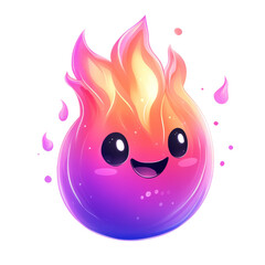 Poster - Playful vibrant flame character with expressive eyes and a cheerful smile radiating warmth