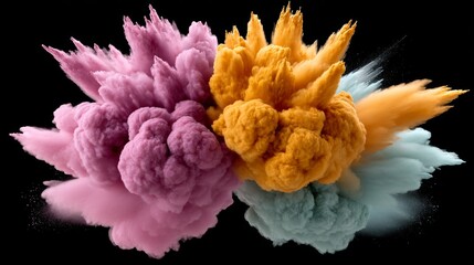 Poster - colorful explosion of pink, orange, and green smoke. the colors are vibrant and the smoke is billowi