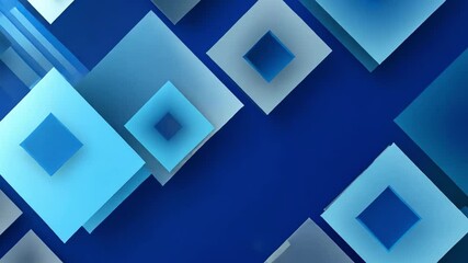 Poster - Vibrant Abstract Background with Layered Geometric Shapes in Blue Modern Dynamic Design Featuring Textured Overlapping Squares and Rectangles for Depth and Movement.