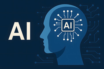 Poster - AI-Driven Future: A captivating illustration portrays the fusion of artificial intelligence, representing the advancement of technology.