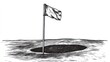 © Almahyra - Golf hole with flag, vintage illustration