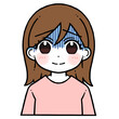 © 彩香 中山 - 元気なく微笑む青い顔の女性のイラスト