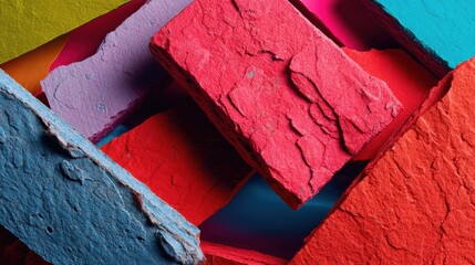 Poster - Sustainable Material Design Textural Cardboard Fragments in Bold Color Palette - Innovative Graphic Resource for Creative Industries and Eco-Conscious Branding
