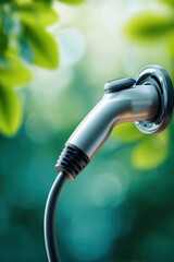 Aufkleber - Eco-Futuristic EV Charging Innovation Sleek Silver Connector Symbolizing Green Energy Transition and Sustainable Urban Mobility Solutions for Climate-Conscious Consumers
