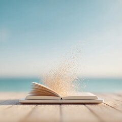 Fototapete - Mindful Learning Transformation Open Book Dissolving into Digital Knowledge Particles - Inspiring Educational Innovation for Lifelong Growth