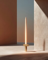 Leinwandbilder - Luminous Minimalist Energy Sword Cutting-Edge Design Meets Architectural Lighting - Next-Gen Tech Visualization for Futuristic Brand Storytelling