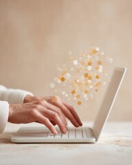 Leinwandbilder - Minimalist Digital Workflow Ethereal Connectivity and Soft Tech Aesthetic - Elegant Wireless Productivity for Modern Professionals with Intuitive Design