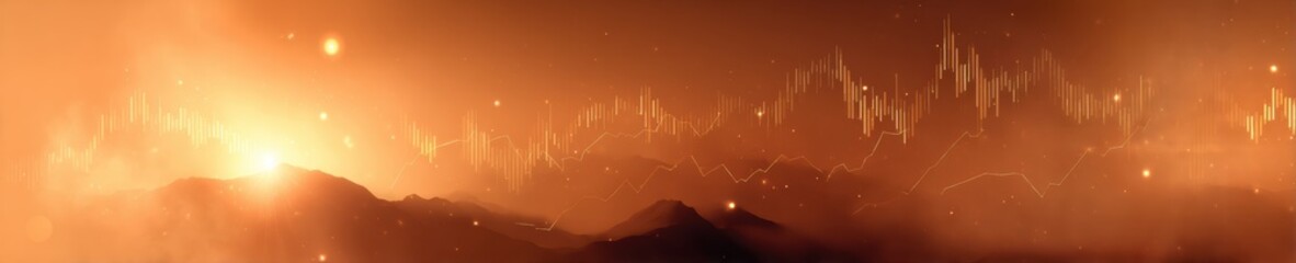 Aufkleber - Dystopian Financial Horizons Immersive Market Volatility Visualization - AI-Driven Economic Forecasting with Cinematic Data Landscape