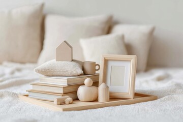 Aufkleber - Minimalist Home Styling Neutral Aesthetic Vignette with Soft Textural Elements - Contemporary Scandinavian Interior Design and Calm Living Inspiration