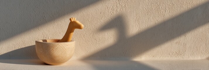 Aufkleber - Mindful Minimalism Soft Dawn Parenting Aesthetic with Wooden Giraffe Toy - Gentle Childhood Rituals and Emotional Wellness Narrative