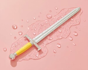 Aufkleber - Cyberpunk Fantasy Prop Design Minimalist Energy Sword with Liquid Aesthetic, Futuristic Gaming Merchandising and Creative Digital Storytelling