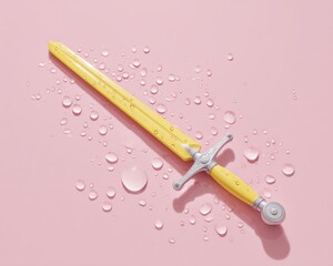 Poster - Pastel Minimalist Fantasy Prop Ethereal Medieval Sword with Soft Aesthetic, Contemporary Creative Storytelling and Digital Design Inspiration