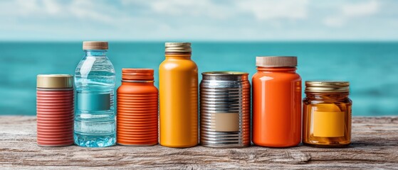 Poster - Sustainable Hydration Palette Minimalist Eco-Friendly Bottle Design Showcasing Climate-Conscious Packaging Innovation for Modern Consumer Wellness Trends