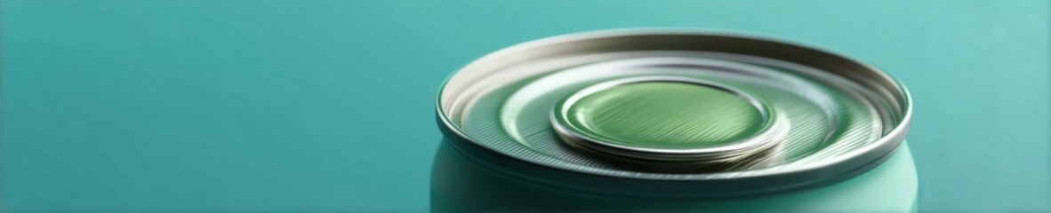 Aufkleber - Minimalist Food Preservation Tech Sleek Metal Can Lid Showcasing Sustainable Packaging Design for Modern Grocery Innovations and Consumer Transparency