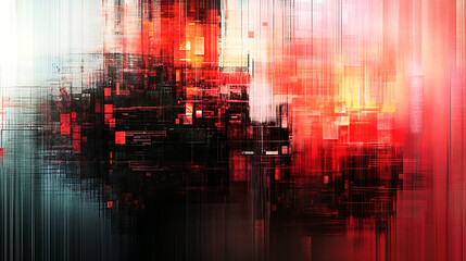 Poster - Abstract digital art with red and black tones modern urban graphic background