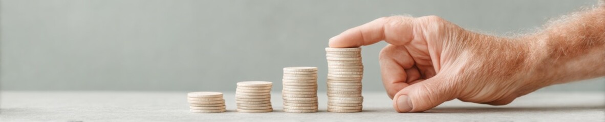 Aufkleber - Neuroeconomics Insights Minimalist Financial Growth Visualization with Progressive Coin Stacking - Innovative Wealth Strategy for Digital Age Investors