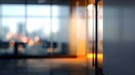 Modern office ambiance urban workspace blurred background contemporary environment professional view