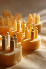 Poster - Minimalist Data Visualization Clustered Demographic Miniatures on Warm-Toned Surfaces Revealing Social Complexity and Group Dynamics in Modern Research