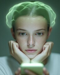 Poster - Neurotech Wellness Visualization Gen Z Mental Health Innovation - Holographic Mind-Body Connection and Digital Emotional Intelligence Breakthrough