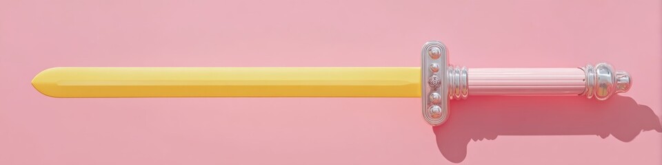 Poster - Cyberpunk Minimalist Power Prop Futuristic Illuminated Energy Sword in Soft Pastel Aesthetic - Digital Creator Merchandise and Tech Design Innovation