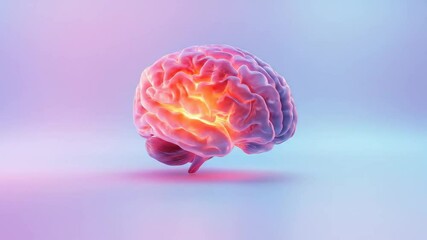 Poster - Creative human brain artwork for brainstorm concept on colorful studio backdrop. Shiny mind symbol with intelligence and conscious for education.