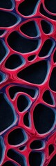 Aufkleber - Immersive Digital Chaos Neuromorphic AI Design - Cutting-Edge Tech Visualization with Organic Network Patterns in High-Contrast Red and Blue