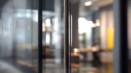 Office doorway view modern workplace blurred interior background professional environment