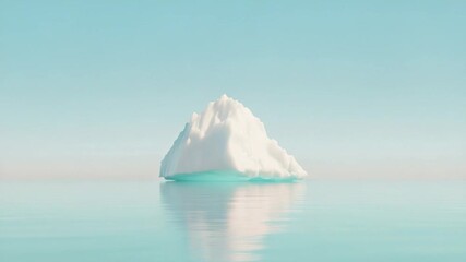 Poster - Large iceberg floating in calm ocean waters under a clear blue sky, creating a serene and minimalist polar landscape, highlighting the beauty and fragility of nature in the face of climate change