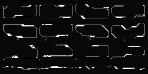 Aufkleber - Sci-fi futuristic hud dashboard display virtual reality technology screen. User Interface set. Statistics, Data information infographic. Vector graphic. Editable stroke