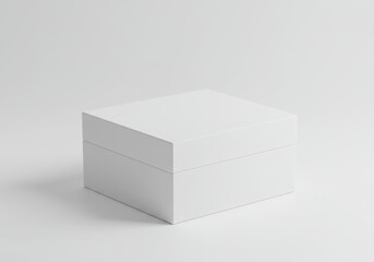 Poster - Simple white square box with lid on a white surface in a studio setting