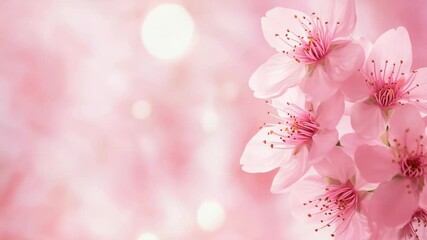 Poster - Pink cherry blossoms in full bloom create a stunning spring landscape, capturing the beauty and renewal of nature with soft, dreamy bokeh and delicate petals
