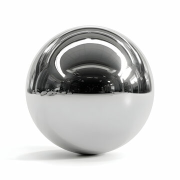 Highly Reflective Chrome Sphere 3D Rendered Metal Ball Image