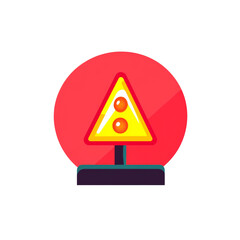 Aufkleber - Stylized triangular caution sign with abstract internal shapes on circular backdrop