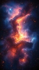 Wall Mural - Vibrant cosmic nebula displaying swirling colors and luminous stars in deep space