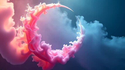 Wall Mural - Pink Crescent Moon Transforming into Fluffy Clouds in a Dreamy Sky