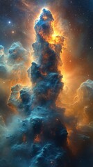 Wall Mural - Stunning cosmic pillar of gas and dust illuminated by distant stars in the depths of space