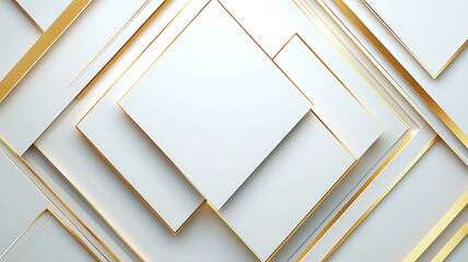 Poster - Abstract geometric background with white squares and golden lines for modern design and luxury concepts suitable for presentations and creative projects