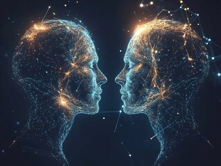 Poster - Artificial intelligence connection, the power of mind and data network concept
