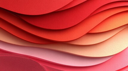 Fototapete - Abstract Design, Layered Paper Folds, Red and Pink Tones, Dynamic Waves, Gradient Background