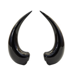 Poster - Symmetrical glossy horns casting subtle reflections, isolated against a boundless canvas