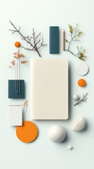 Poster - A minimalist, flatlay composition of a blank notebook