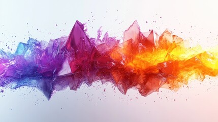 Poster - Abstract crystalline forms in vibrant colors, with splashes and light effects