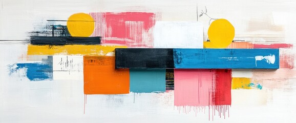 Poster - Abstract composition with bold colors and geometric shapes
