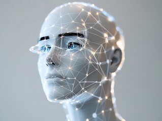 Poster - Humanoid head with glowing network visualizing artificial intelligence