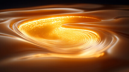 Poster - abstract golden liquid surface with glowing vortex effect smooth rich background