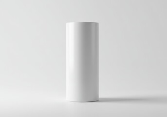 Poster - White cylinder shape on white background in studio lighting for product mockups