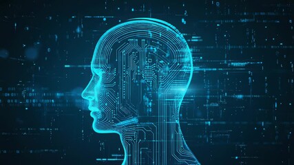 Leinwandbilder - Digital Head Circuitry Animation